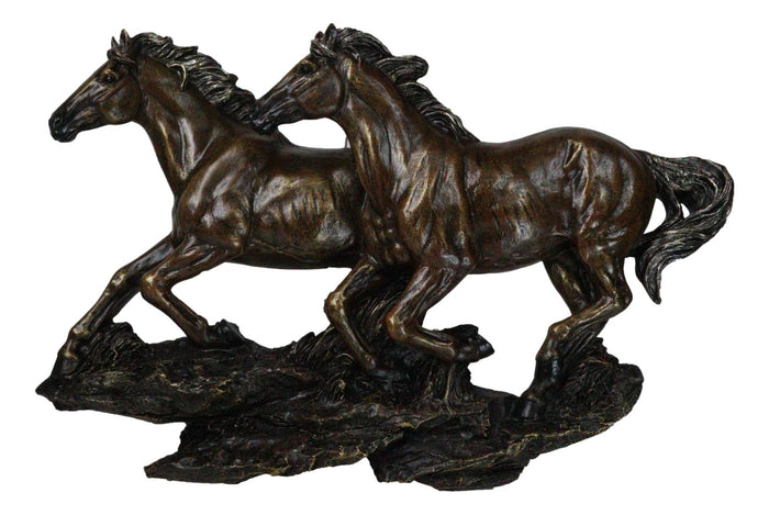 ebros gift Rustic Western Running Horses On Grasslands Wall Sculpture Relief Figurine 16"L