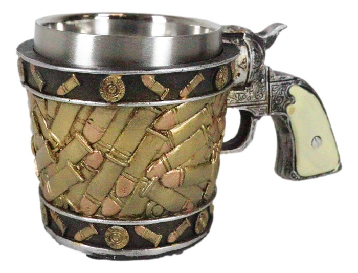 Ebros Gift Rustic Western Sheriff Cowboy Revolver Gun Pistol Bullet Shells Coffee Mug 8oz
