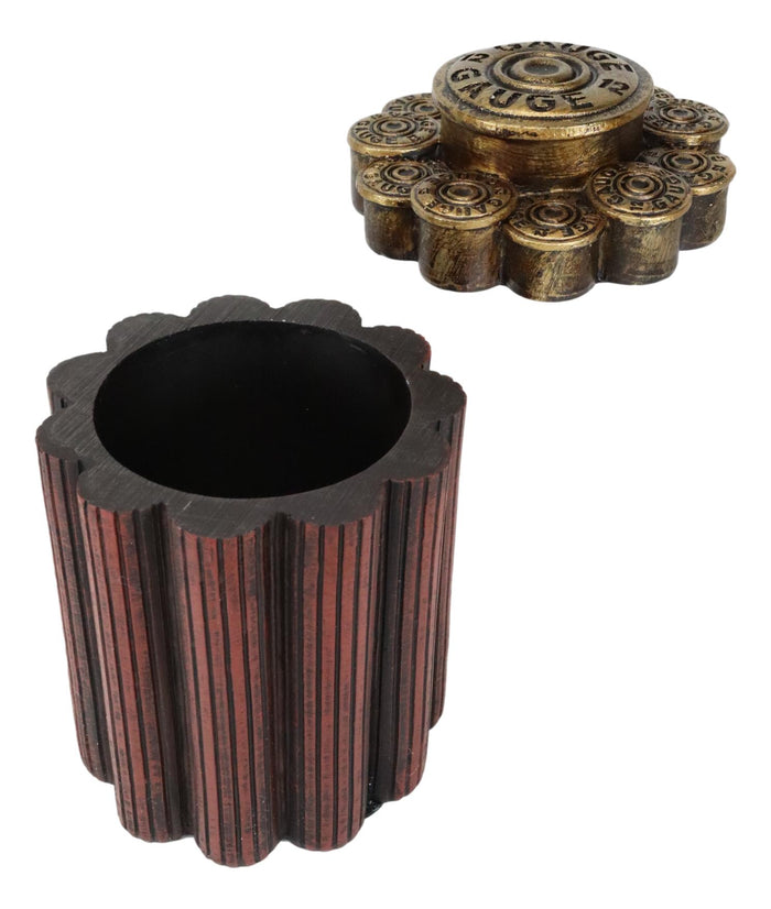 Ebros Gift Rustic Western Shotgun 12 Gauge Bullet Shells Decorative Container Box With Lid