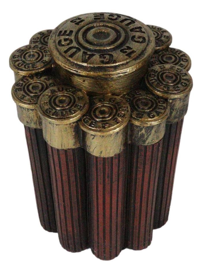 Ebros Gift Rustic Western Shotgun 12 Gauge Bullet Shells Decorative Container Box With Lid