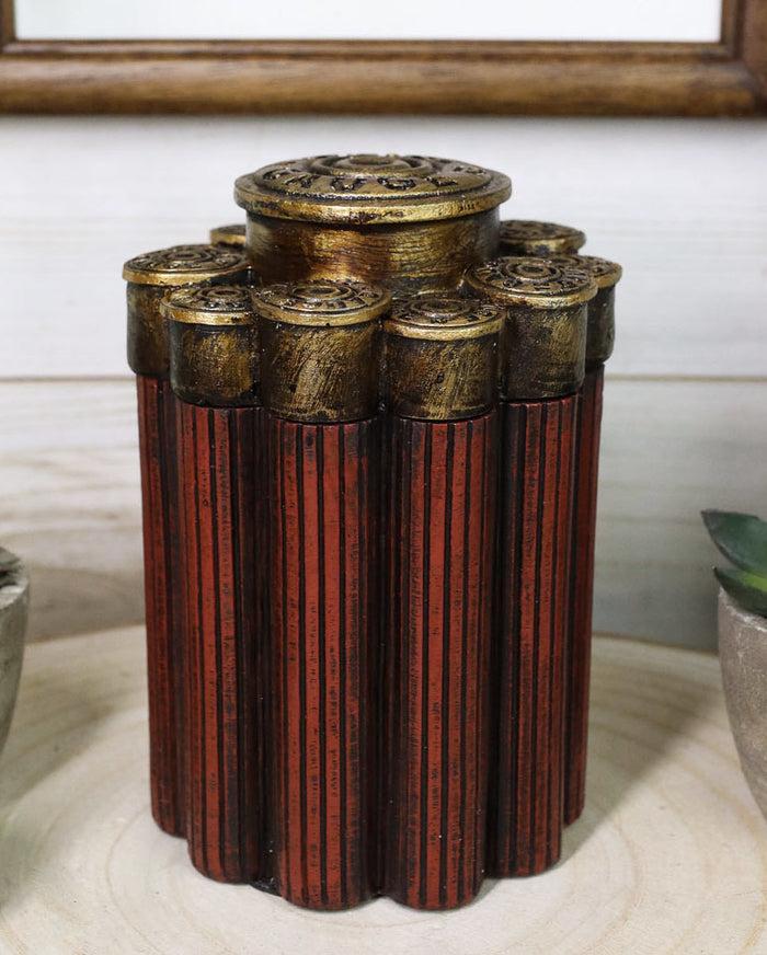 ebros gift Rustic Western Shotgun 12 Gauge Bullet Shells Decorative Container Box With Lid