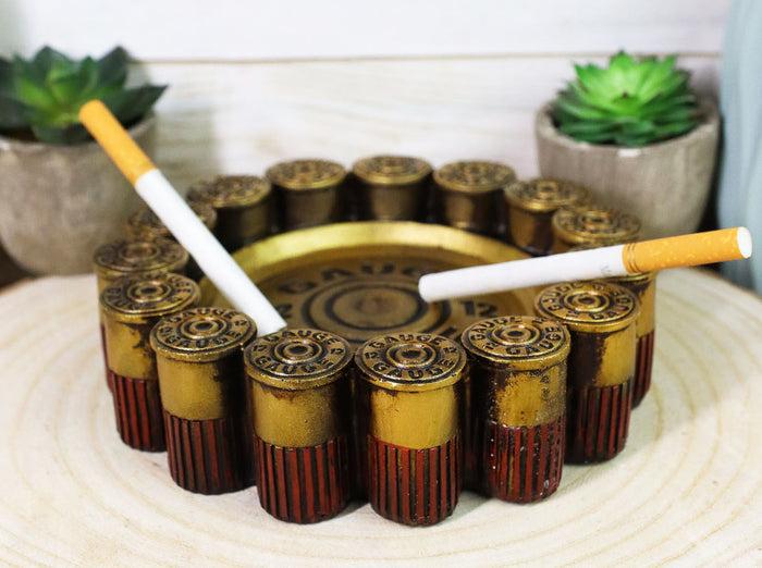 ebros gift Rustic Western Shotgun 12 Gauge Bullet Shells Round Cigarette Ashtray Figurine