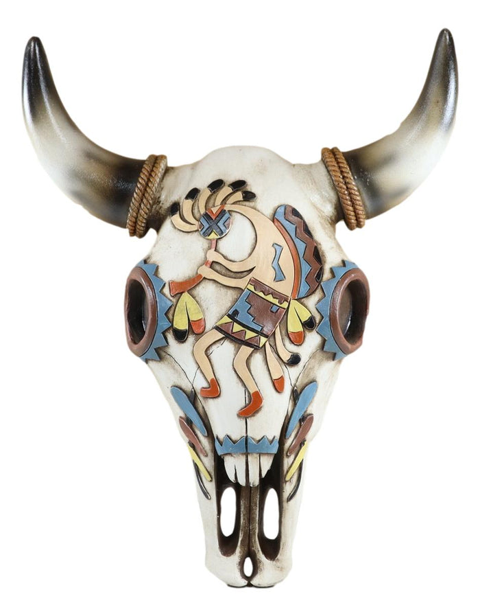 Ebros Gift Rustic Western Southwest Tiki Kokopelli Tribal Bison Bull Cow Skull Wall Decor