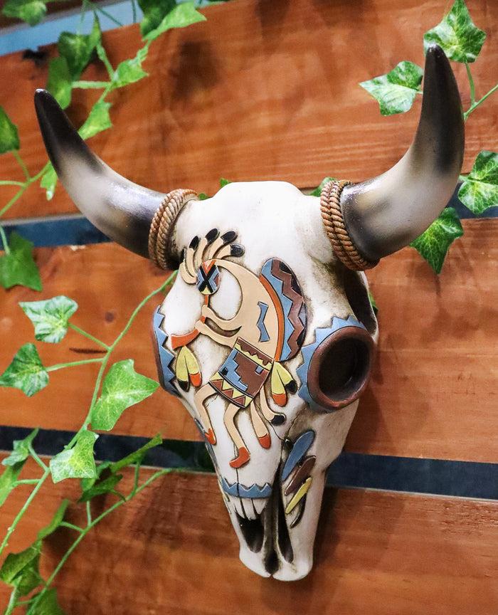 ebros gift Rustic Western Southwest Tiki Kokopelli Tribal Bison Bull Cow Skull Wall Decor