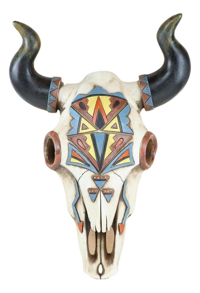 Ebros Gift Rustic Western Southwest Vector Arrows Tiki Art Bison Bull Cow Skull Wall Decor
