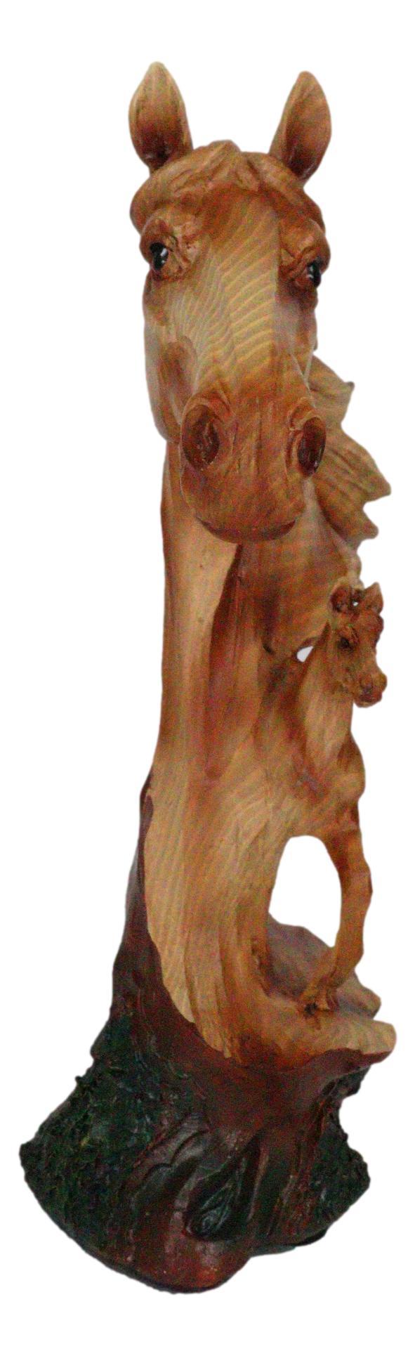 Ebros Gift Rustic Western Stallion Horse Bust With Mustang Sculpture In Faux Wood Finish