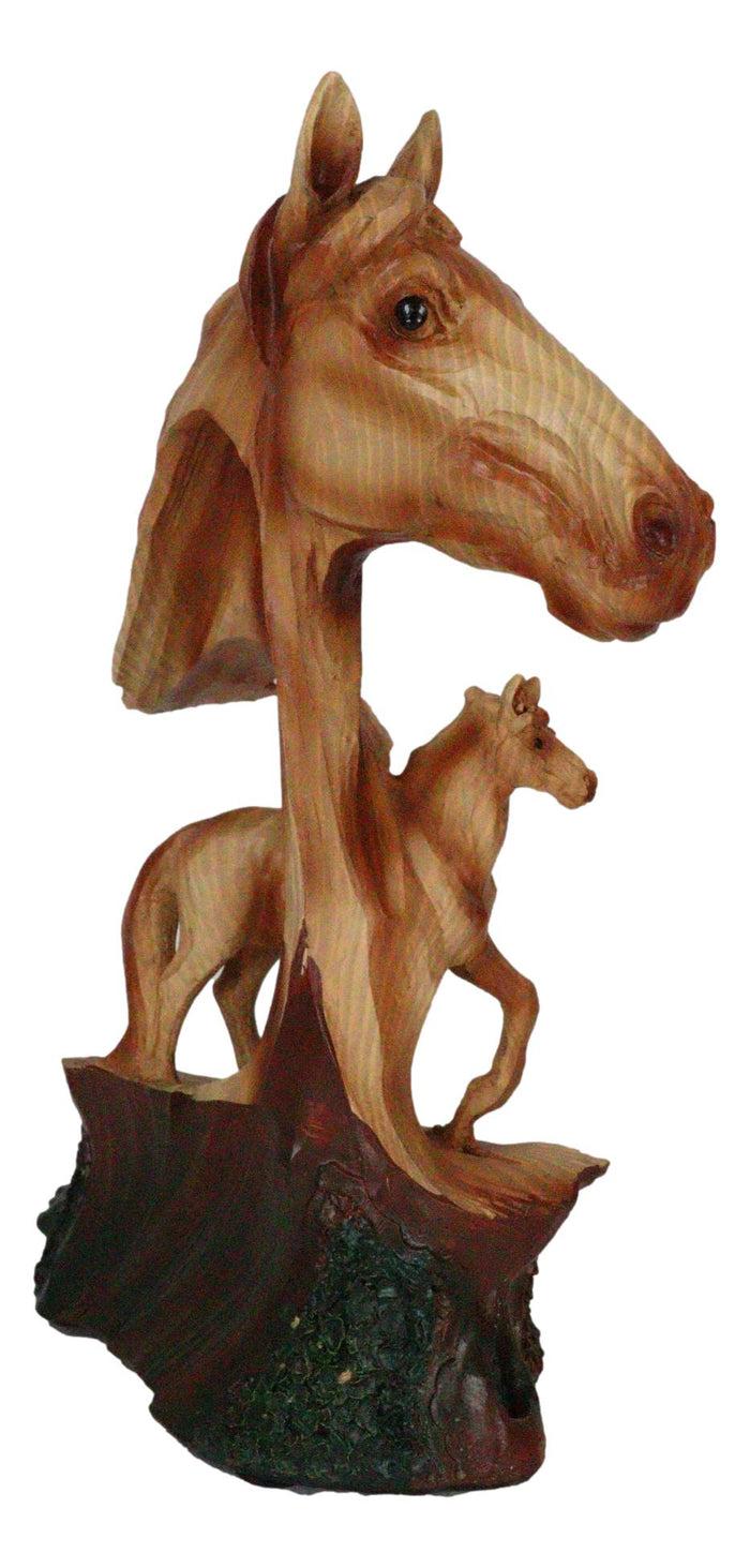 Ebros Gift Rustic Western Stallion Horse Bust With Mustang Sculpture In Faux Wood Finish