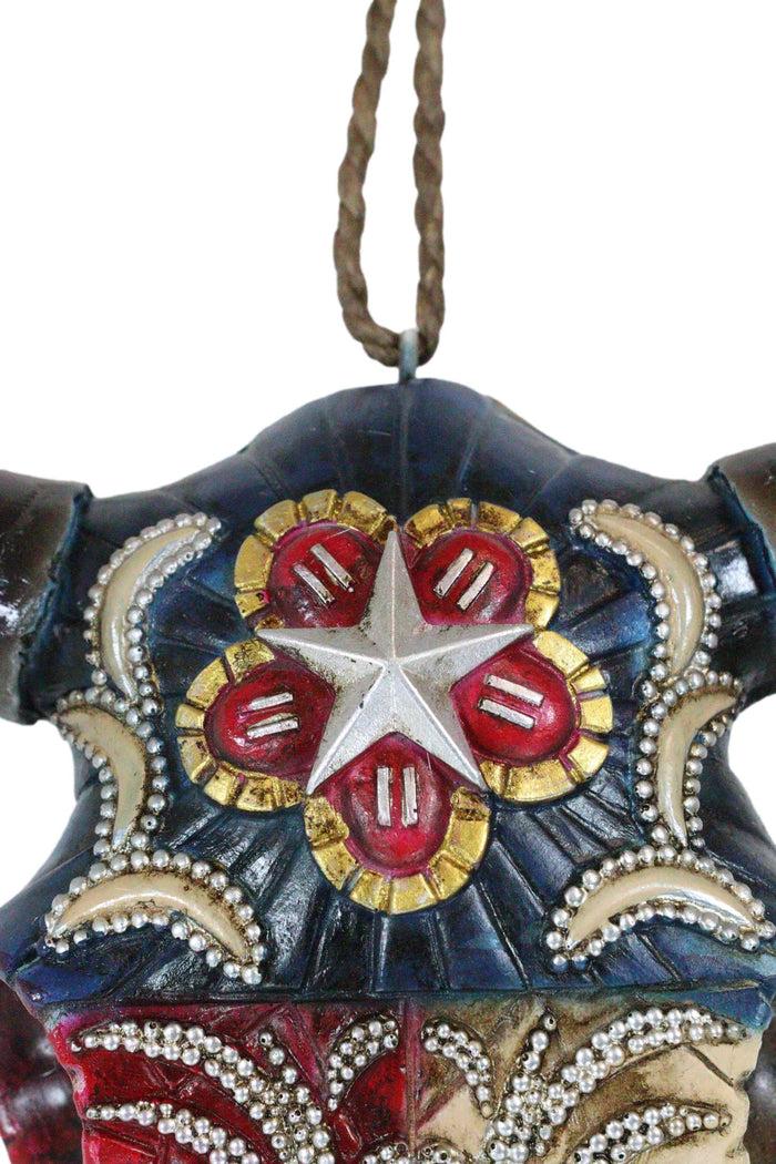 Ebros Gift Rustic Western Star Colorful Texas Flag Floral Pattern Bull Cow Skull Wind Chime