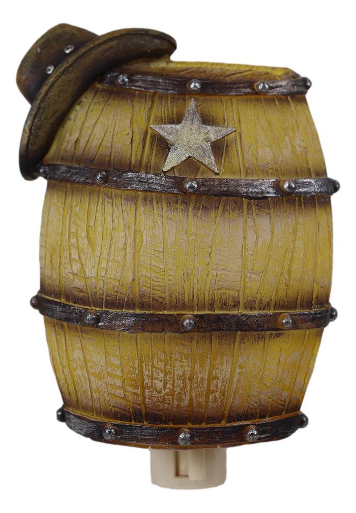 Ebros Gift Rustic Western Star Cowboy Hat Vintage Beer Barrel Wall Plug In LED Night Light