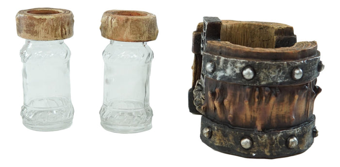 Ebros Gift Rustic Western Star Cross With Faux Wood Barrel Base With Salt & Pepper Shakers
