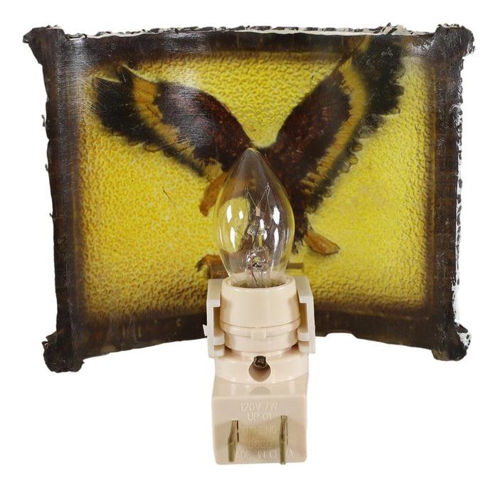 Ebros Gift Rustic Western Swooping Bald Eagle Bird Faux Birchwood Wall Plug In Night Lights