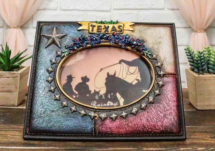 ebros gift Rustic Western Texas State Flag Bluebonnets Lone Stars 4X6 Picture Photo Frame