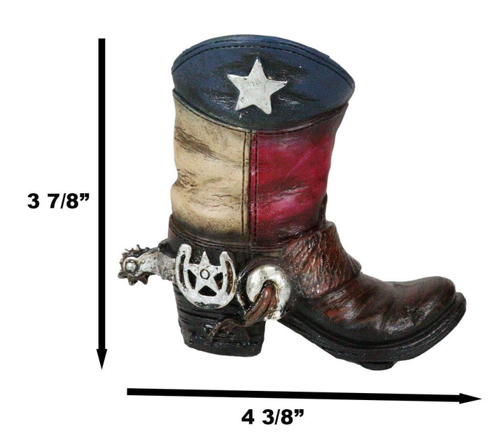 Ebros Gift Rustic Western Texas State Flag Fancy Cowboy Boot With Spur Toothpick Holder