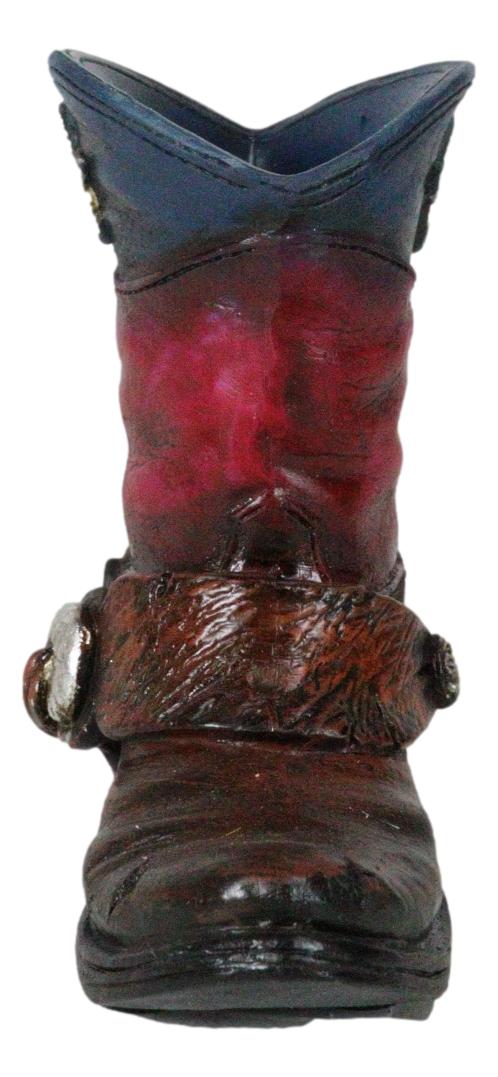 Ebros Gift Rustic Western Texas State Flag Fancy Cowboy Boot With Spur Toothpick Holder