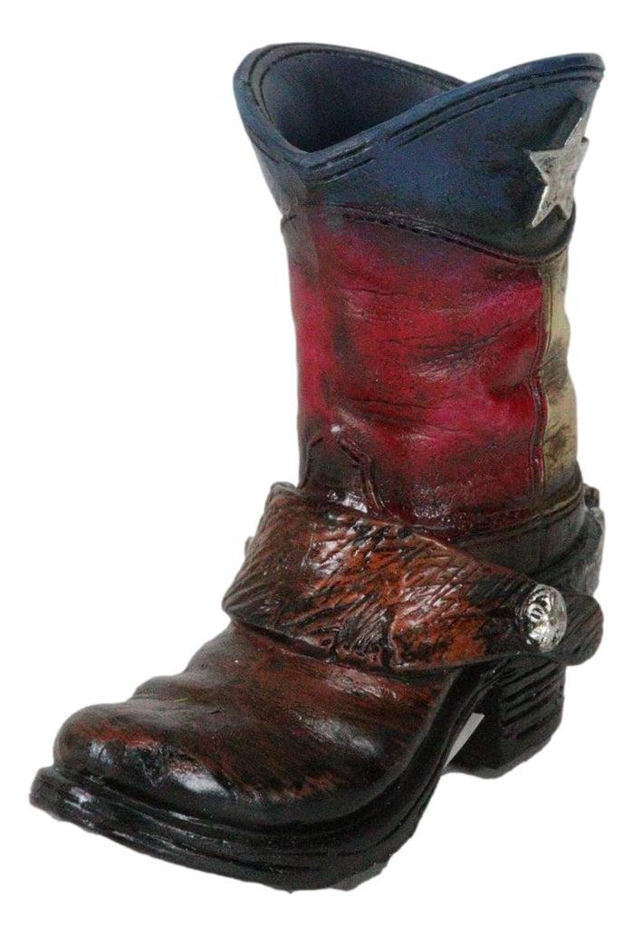 Ebros Gift Rustic Western Texas State Flag Fancy Cowboy Boot With Spur Toothpick Holder