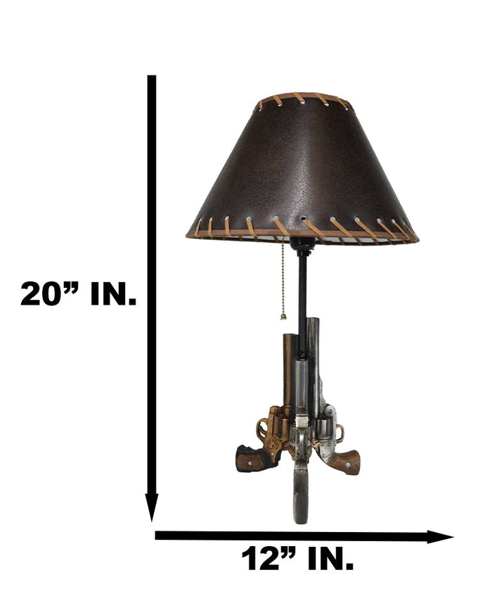 Ebros Gift Rustic Western Texas Triple Six Shooter Gun Pistols Desktop Bedside Table Lamp