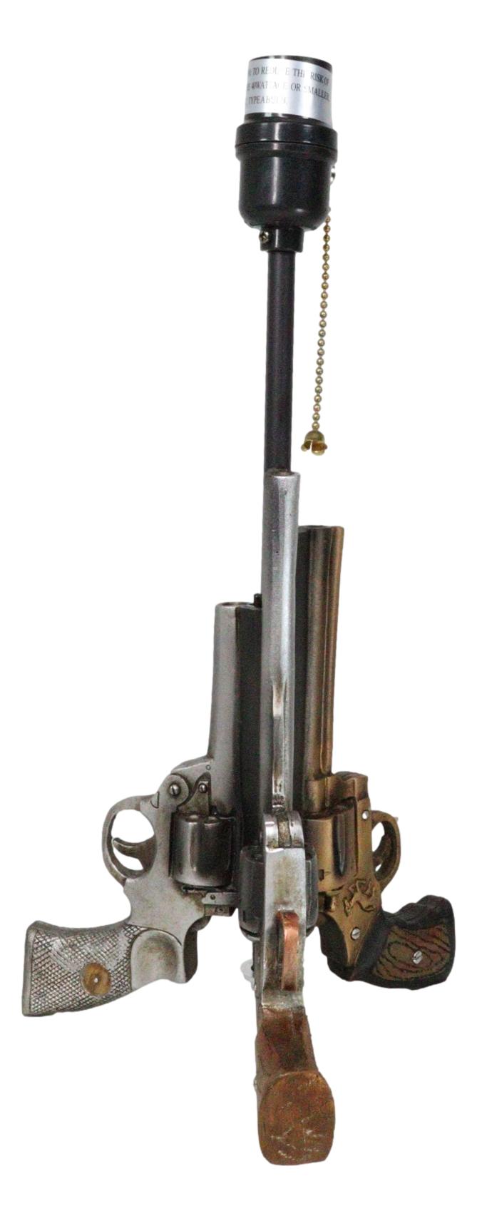 Ebros Gift Rustic Western Texas Triple Six Shooter Gun Pistols Desktop Bedside Table Lamp