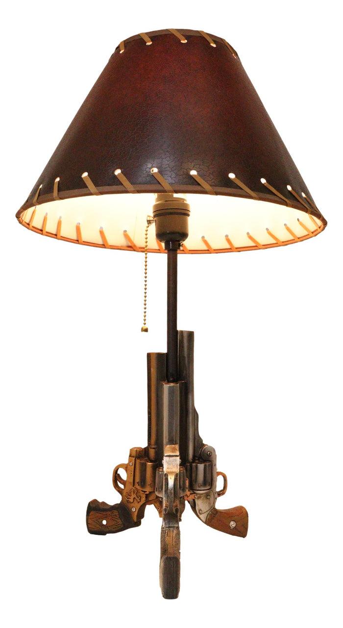 ebros gift Rustic Western Texas Triple Six Shooter Gun Pistols Desktop Bedside Table Lamp
