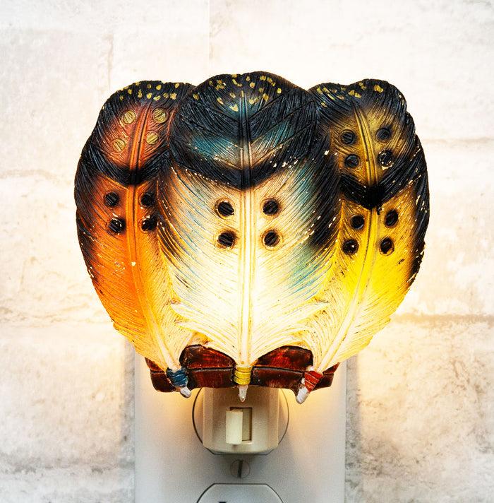 ebros gift Rustic Western Tribal Indian Dreamcatcher 3 Feathers Trinity Plug In Night Light