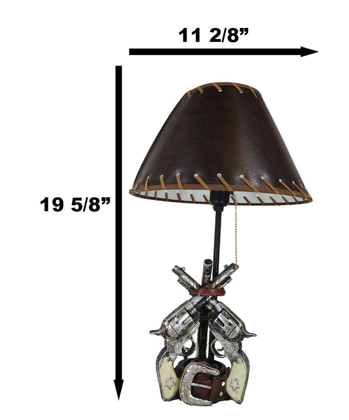 Ebros Gift Rustic Western Triple Six Shooter Revolver Gun Pistols Cowboy Buckle Table Lamp