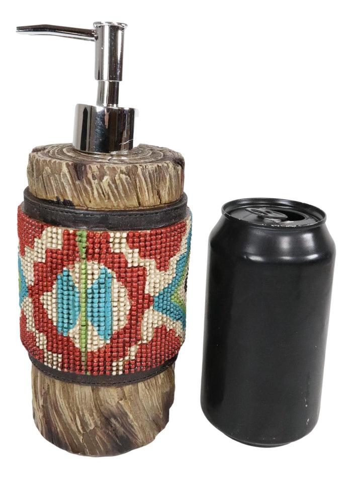 Ebros Gift Rustic Western Turquoise Aztec Pattern Faux Wood Liquid Soap Pump Dispenser