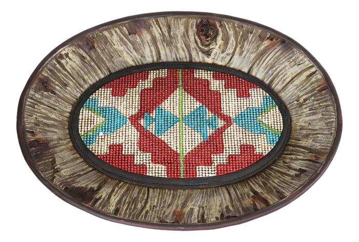 Ebros Gift Rustic Western Turquoise Aztec Pattern Faux Wood Organizer Bowl Tray Basket