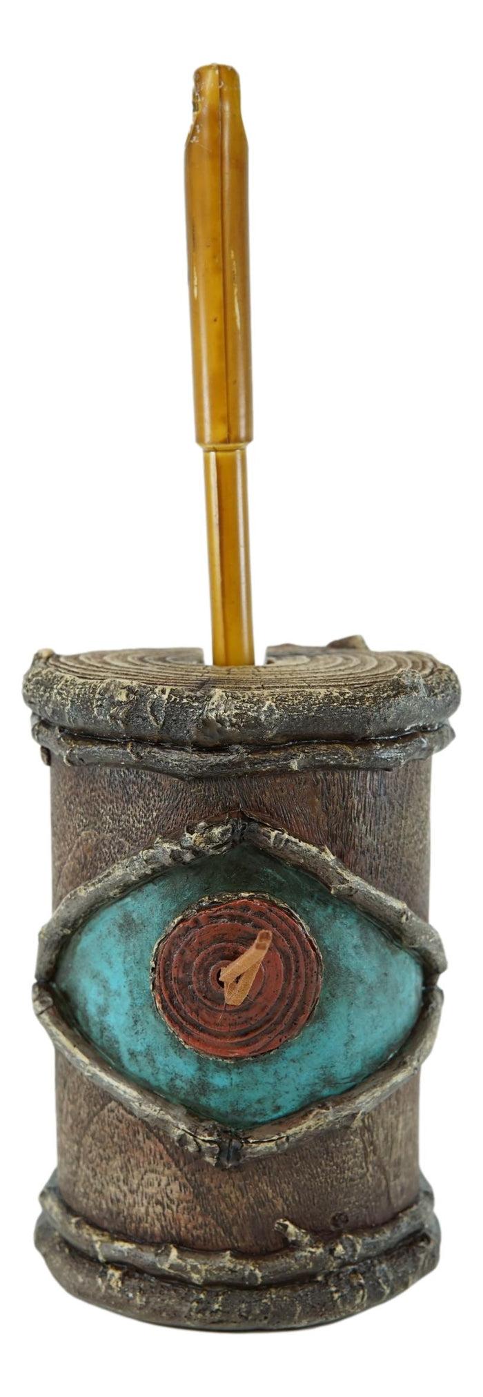 Ebros Gift Rustic Western Turquoise Bullseye Faux Branch Wood Toilet Brush And Holder Set