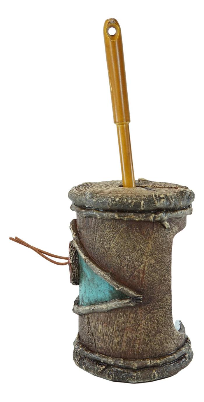 Ebros Gift Rustic Western Turquoise Bullseye Faux Branch Wood Toilet Brush And Holder Set