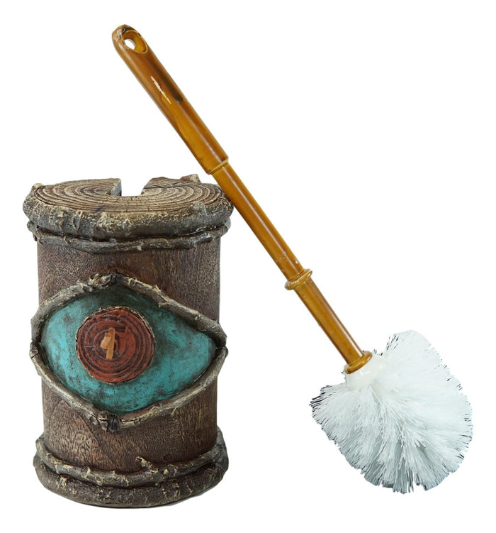 ebros gift Rustic Western Turquoise Bullseye Faux Branch Wood Toilet Brush And Holder Set