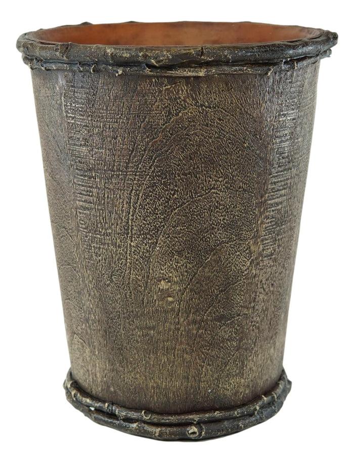 Ebros Gift Rustic Western Turquoise Bullseye Faux Branchwood Wood Waste Basket Trash Bin