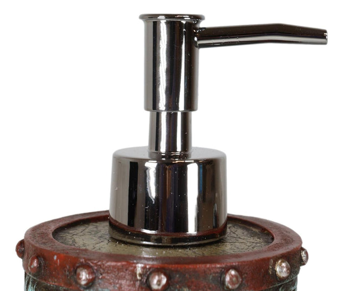 Ebros Gift Rustic Western Turquoise Floral Tooled Art Countertop Liquid Soap Dispenser Pump