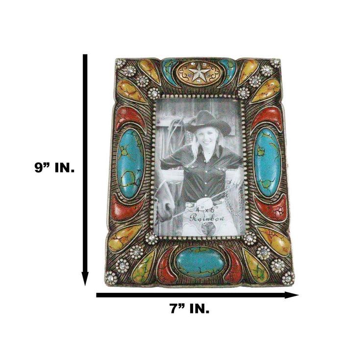 Ebros Gift Rustic Western Turquoise Red And Gold Teardrop Gems 6X4 Picture Photo Frame