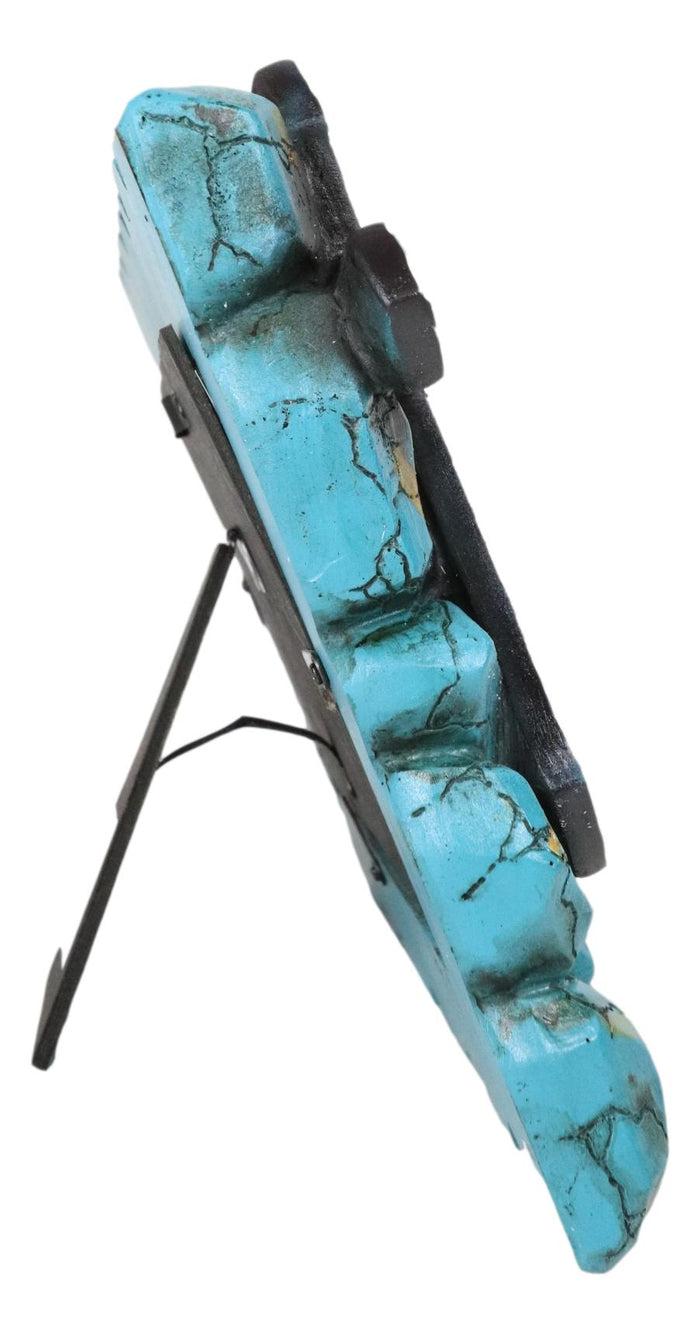 Ebros Gift Rustic Western Turquoise Rock Stones With Vintage Cross Photo Picture Frame