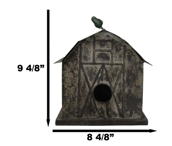 Ebros Gift Rustic Western Vintage Bird Atop A Cozy Farm Barn House Shed Metal Birdhouse