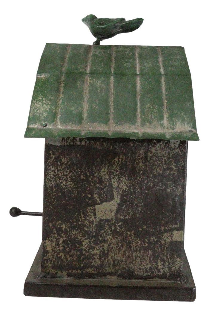 Ebros Gift Rustic Western Vintage Bird Atop A Cozy Farm Barn House Shed Metal Birdhouse