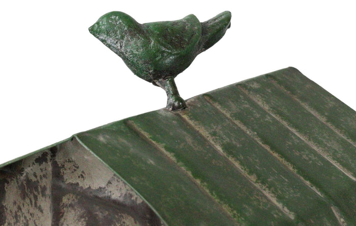 Ebros Gift Rustic Western Vintage Bird Atop A Cozy Farm Barn House Shed Metal Birdhouse