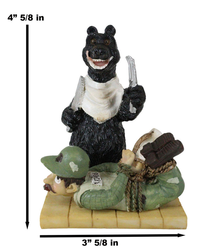 Ebros Gift Rustic Western Whimsical Black Bear Picnic Time With Tied Up Hunter Figurine