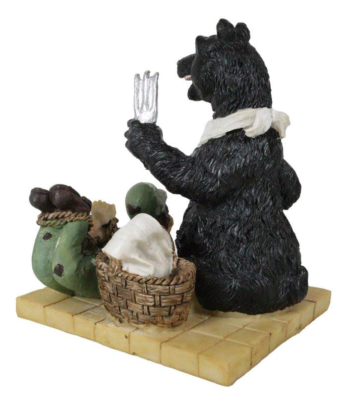 Ebros Gift Rustic Western Whimsical Black Bear Picnic Time With Tied Up Hunter Figurine
