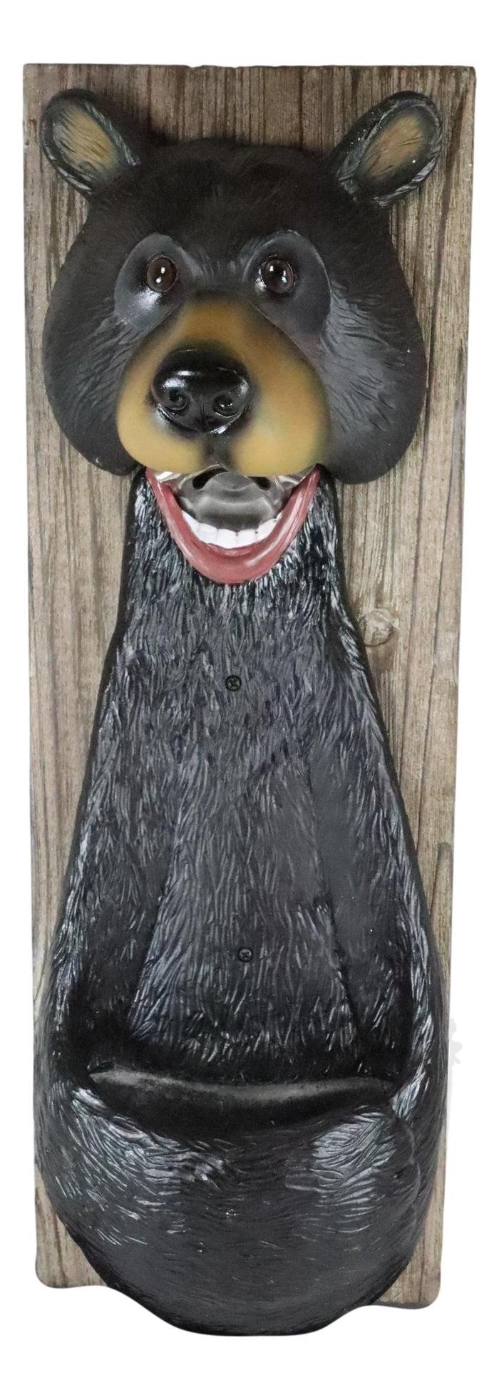 Ebros Gift Rustic Western Whimsical Black Bear Wall Beer Bottle Metal Opener With Rest