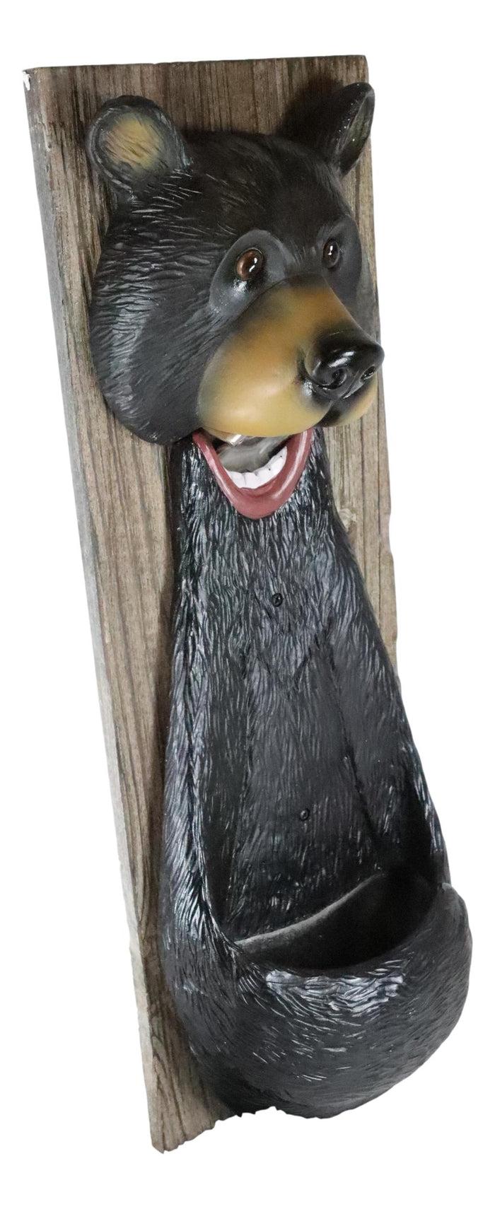 Ebros Gift Rustic Western Whimsical Black Bear Wall Beer Bottle Metal Opener With Rest
