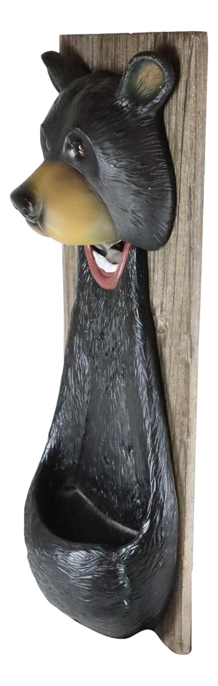 Ebros Gift Rustic Western Whimsical Black Bear Wall Beer Bottle Metal Opener With Rest
