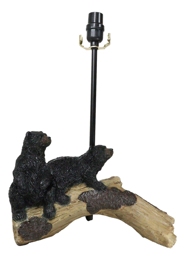 Ebros Gift Rustic Western Whimsical Forest Black Bears Resting On Tree Log Table Lamp