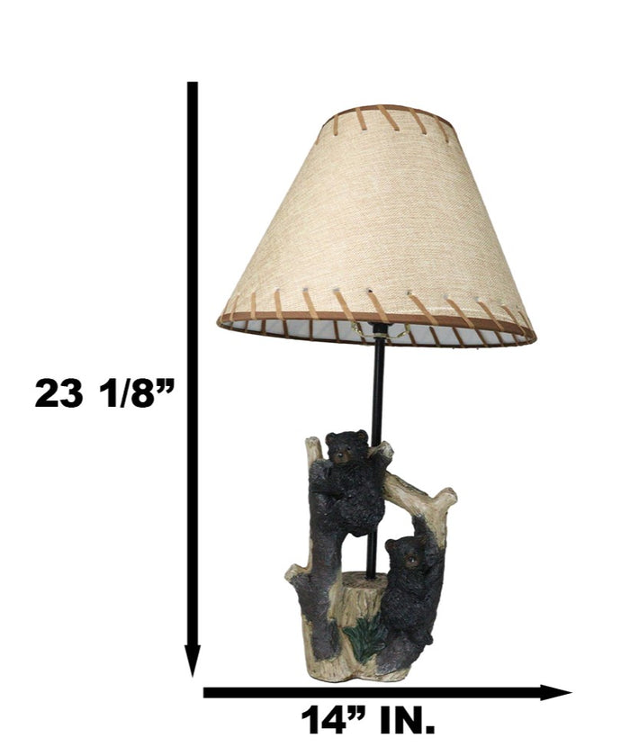 Ebros Gift Rustic Western Whimsical Forest Playful Black Bear Cubs Climbing Tree Table Lamp