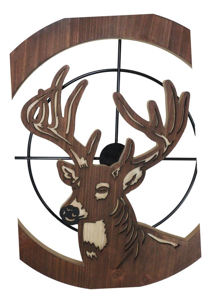Ebros Gift Rustic Western White Tail Stag Deer In Scope Crosshairs MDF Wood Wall Decor
