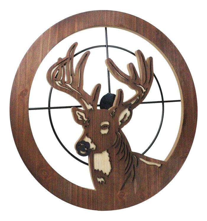 ebros gift Rustic Western White Tail Stag Deer in Scope Crosshairs MDF Wood Wall Decor