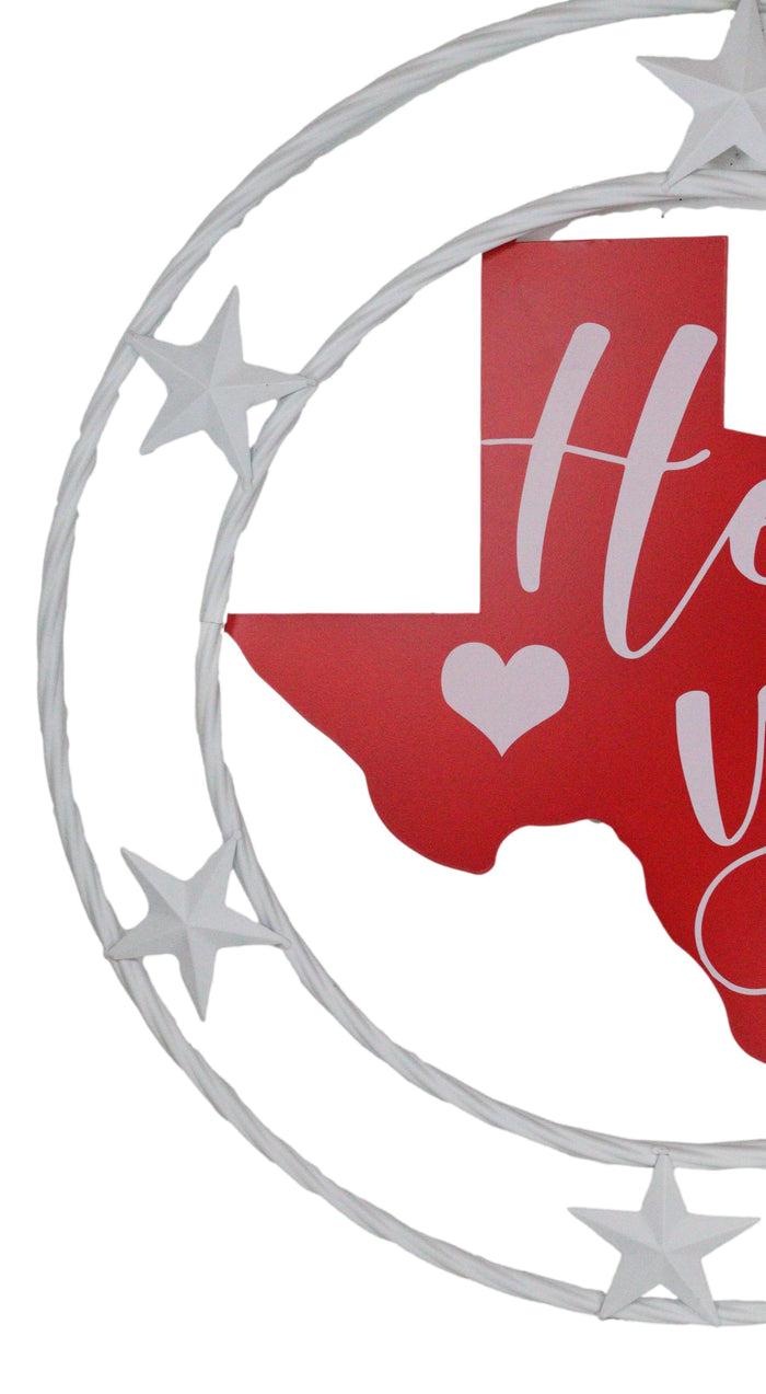 Ebros Gift Rustic Western White Texas State Map With Hey Yall Heart Stars Wall Circle Sign