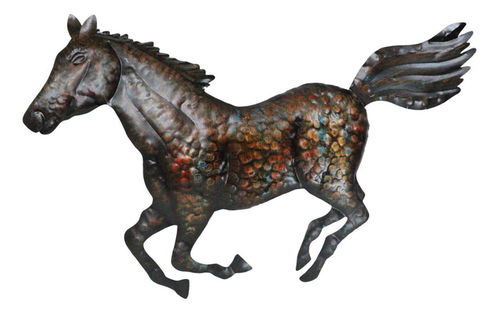Ebros Gift Rustic Western Wild Running Horse Decorative Metal Wall Sculpture Relief 24"L