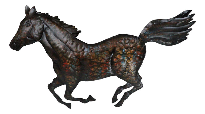 Ebros Gift Rustic Western Wild Running Horse Decorative Metal Wall Sculpture Relief 24"L