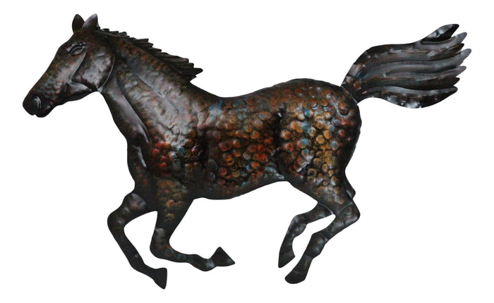 ebros gift Rustic Western Wild Running Horse Decorative Metal Wall Sculpture Relief 24"L