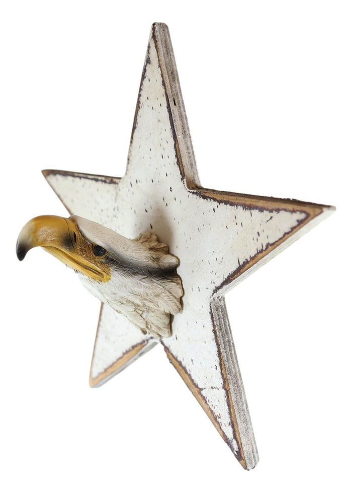 Ebros Gift Rustic Western Wildlife American Patriotic Star Bald Eagle Head Wall Hook Plaque